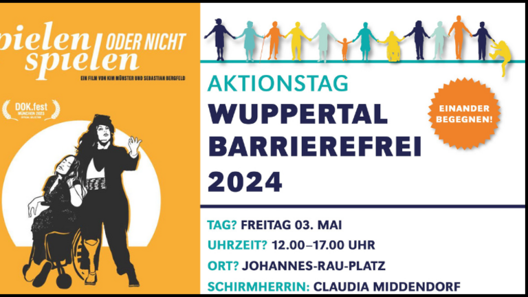 Hände; Filmplakat Spielen oder nicht spielen; Plakat Wuppertal barrierefrei 2024