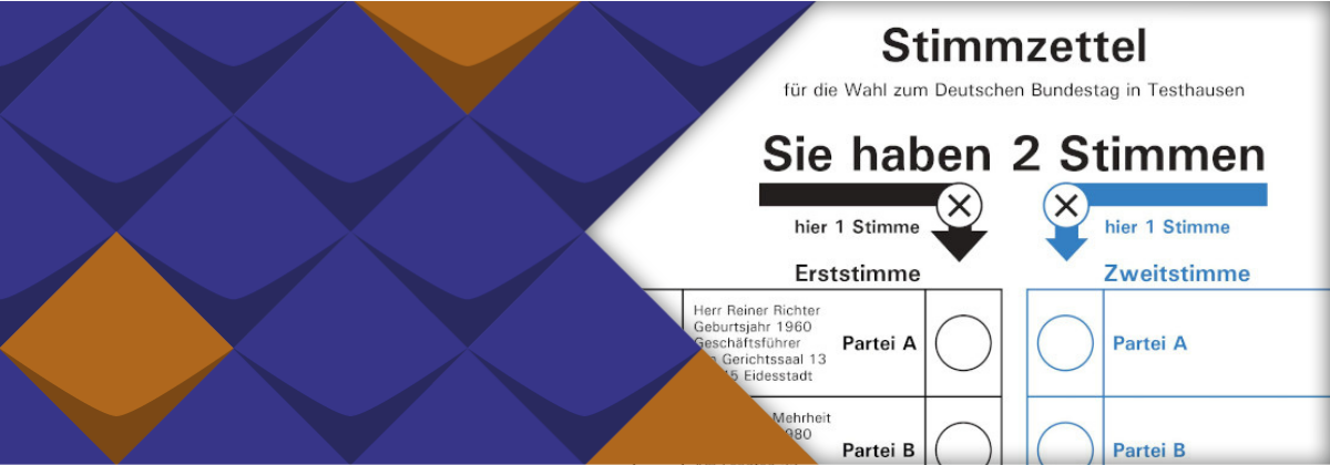 Stimmzettel - für die Wahl zum Deutschen Bundestag in Testhausen