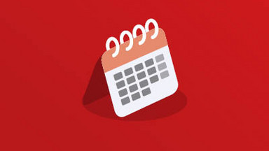 Ein Kalender vor rotem Hintergrund