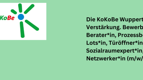 Die KoKoBe Wuppertal sucht Verstärkung. Bewerben Sie sich als Berater*in, Prozessbegleiter*in, Lotse*in, Türöffner*in, Sozialraumexpert*in, Netzwerker*in (m/w/d)