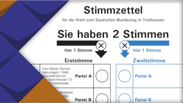 Stimmzettel - für die Wahl zum Deutschen Bundestag in Testhausen
