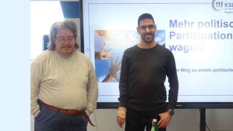 von links nach rechts: ein Teilnehmer des Seminars, Abbas Reslan und Christian Jurko vom KSL Düsseldorf