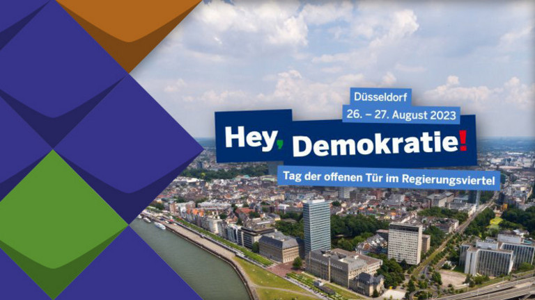Das Logo der Veranstaltung Hey, Demokratie!