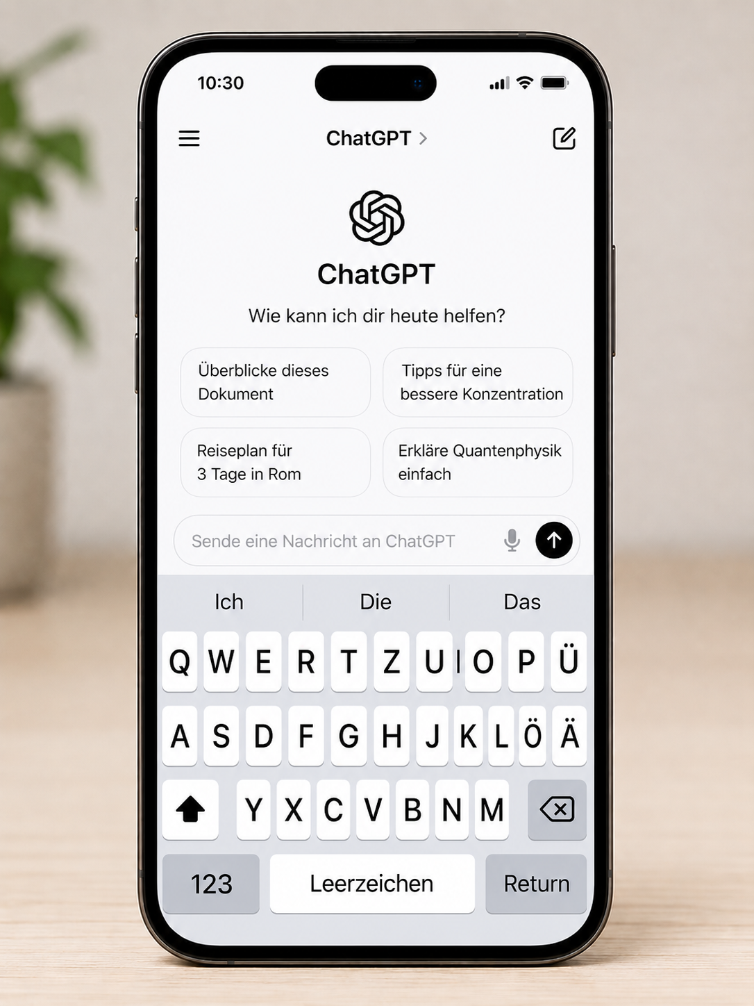 Ein Smartphone mit Chat-GPT  auf dem Bildschirm.