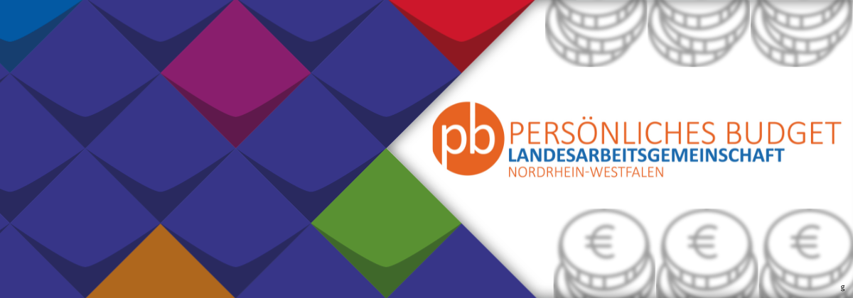 Das Logo der LAG Persönliches Budget NRW mit symbolischem Münzgeld