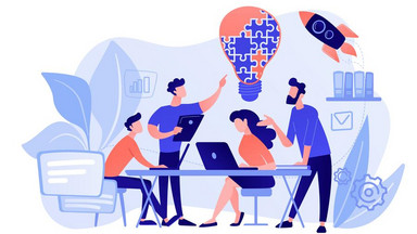 Digitale Veranstaltung. Die Menschen diskutieren am Computer.