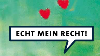 Sprechblase "Echt mein Recht" mit Herzen