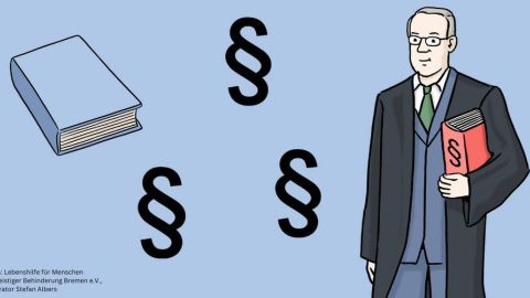 Anwalt, Paragrafen, Buch (Bilder Leichte Sprache)