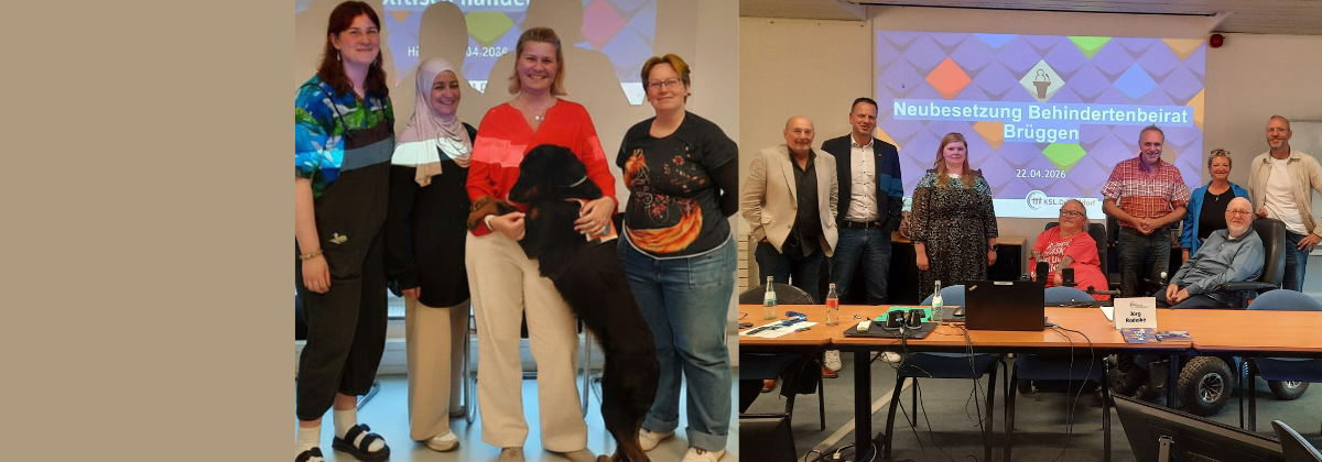 links: einige Mitglieder des Behindertenbeirates Hilden; rechts: Teilnehmer*innen in Brüggen)