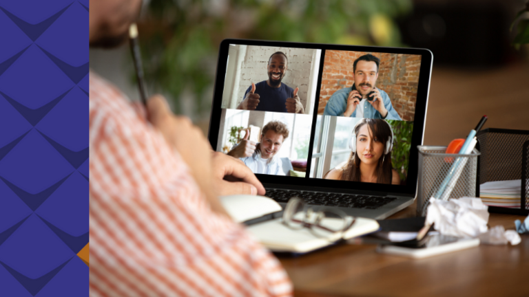 Laptop mit einer Videokonferenz