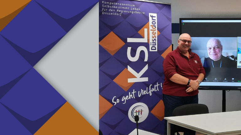 Die Vorstandsmitglieder des Vereins PSL NRW: von links nach rechts: Gerhard Naschke (2. stv. Vorsitzender), Emanuel Stadler (Schatzmeister) per Video, Antje Baukhage (1. stv. Vorsitzende), Wolfgang Bennewitz (1. Vorsitzender)