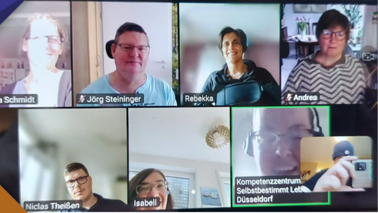 Teilnehmer*innen des Online-Stammtisches für Assistenznehmer*innen