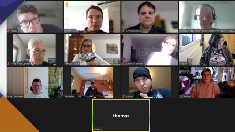 Teilnehmer*innen des Stammtisches für Assistenznehmer*innen per Zoom