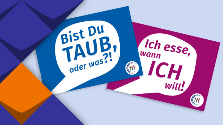 Postkarten: „Ich esse, wann ICH will!“, „Bist Du TAUB, oder was?!“