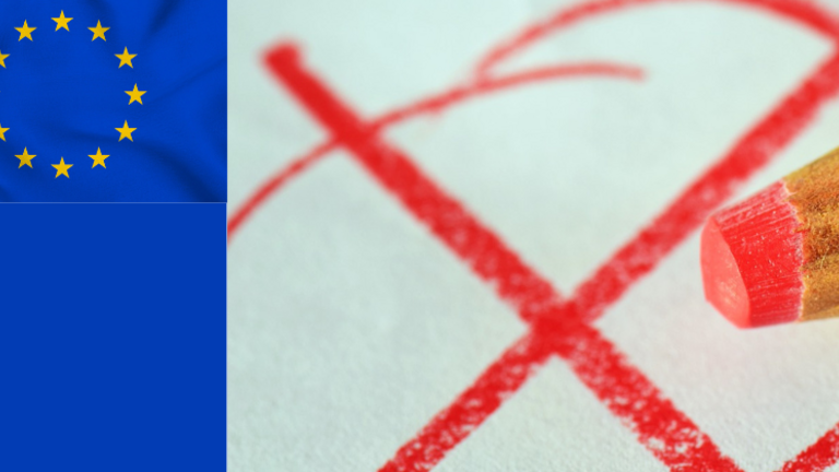 Europaflagge, Roter Stift, Rotes Kreuz