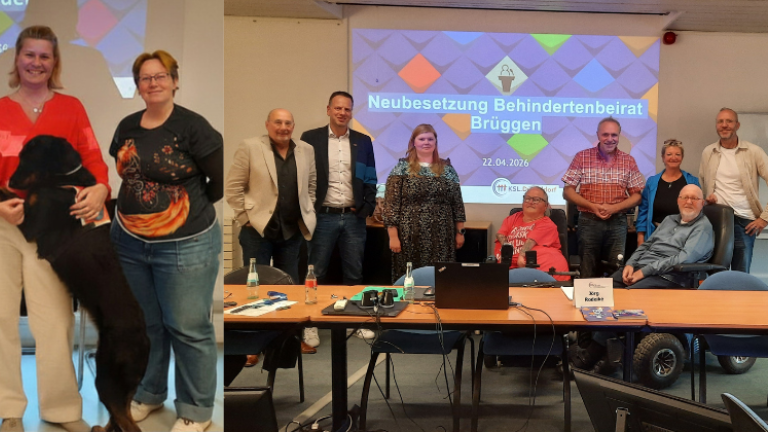 links: einige Mitglieder des Behindertenbeirates Hilden; rechts: Teilnehmer*innen in Brüggen)